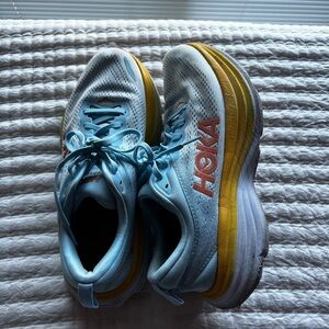 Hoka Blue and Yellow Running Shoes